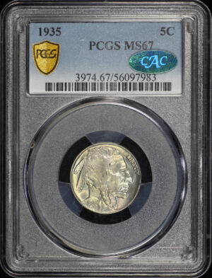 Obverse of this 1935 Buffalo Nickel PCGS MS-67 CAC