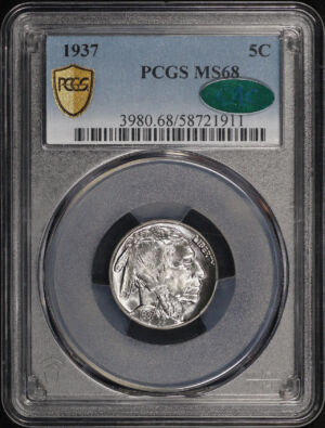 Obverse of this 1937 Buffalo Nickel PCGS MS-68 CAC