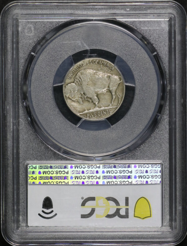 Reverse of this 1937-D Buffalo Nickel 3 Legs PCGS VF-30