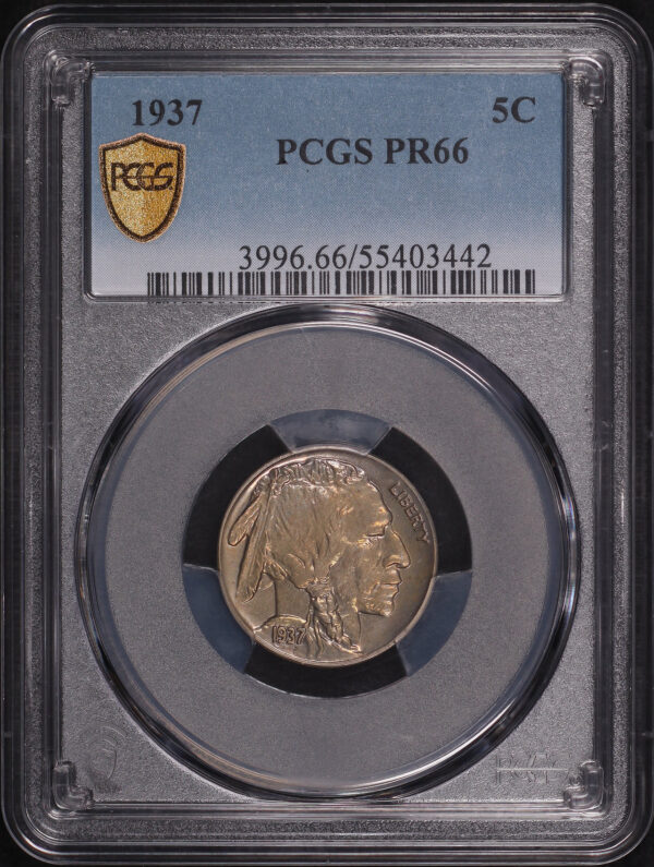Obverse of this 1937 Buffalo Nickel PCGS PR-66