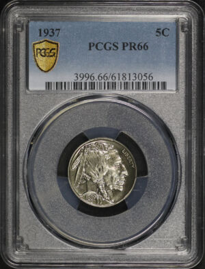 Obverse of this 1937 Buffalo Nickel PCGS PR-66