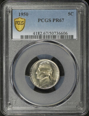 Obverse of this 1950 Jefferson Nickel PCGS PR-67