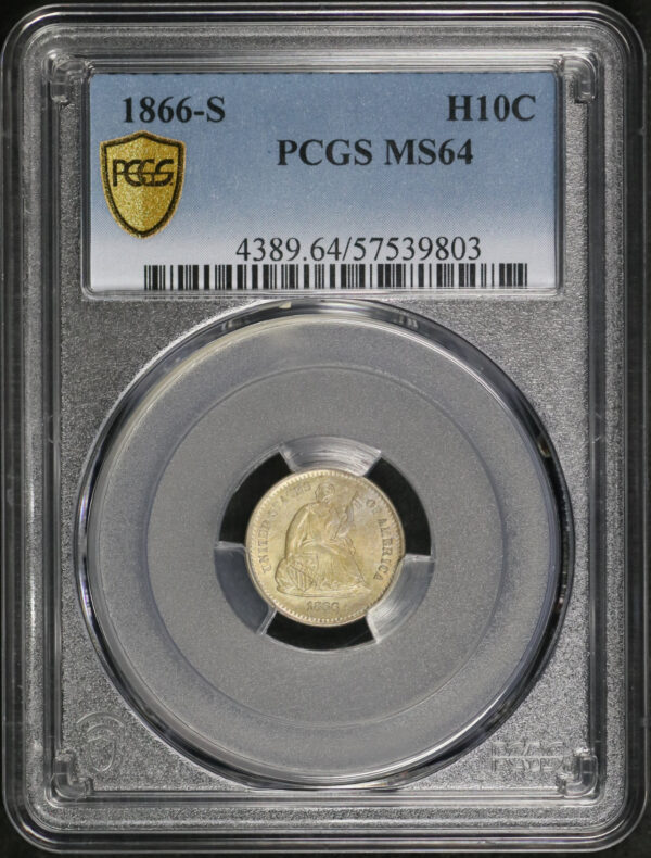 Obverse of this 1866-S Liberty Seated Half Dime PCGS MS-64