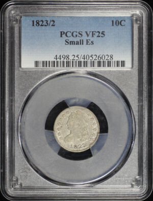 Obverse of this 1823/2 Capped Bust Dime Small Es PCGS VF-25