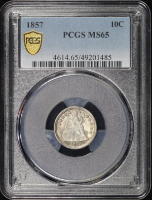 Obverse of this 1857 Liberty Seated Dime PCGS MS-65