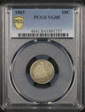 Obverse of this 1865 Liberty Seated Dime PCGS VG-08