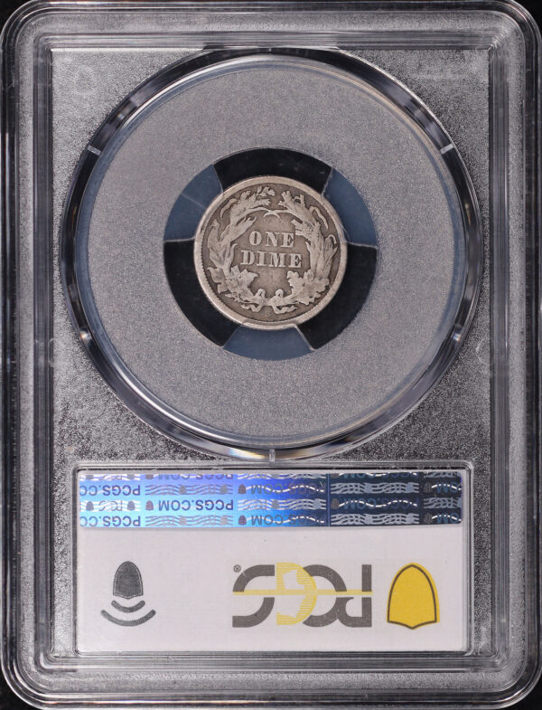 Reverse of this 1865-S Liberty Seated Dime PCGS F-15