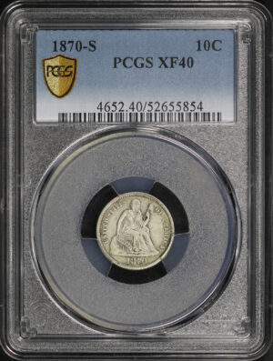 Obverse of this 1870-S Liberty Seated Dime PCGS XF-40