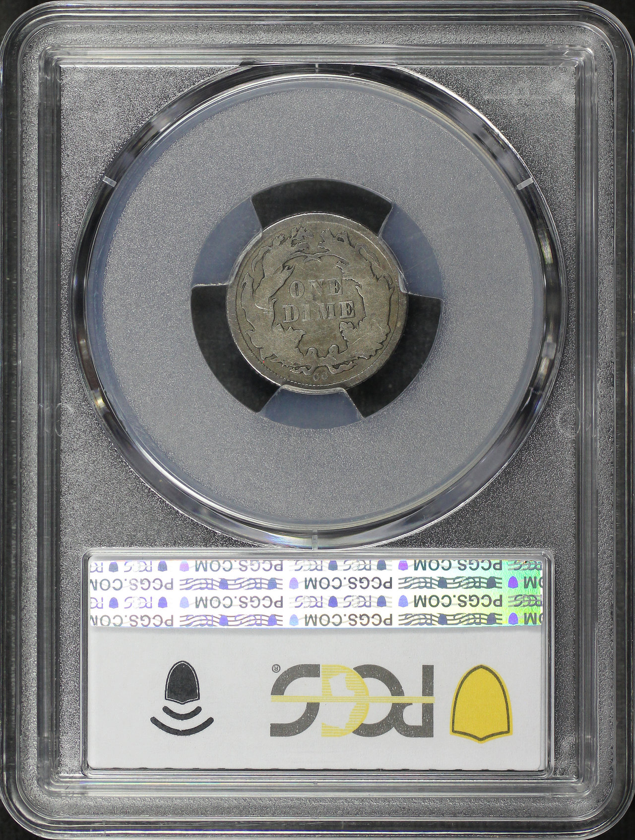 Reverse of this 1872-CC Liberty Seated Dime PCGS F-12