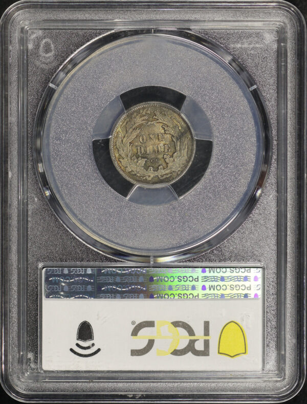 Reverse of this 1875-CC Liberty Seated Dime Mintmark Above Bow PCGS MS-65