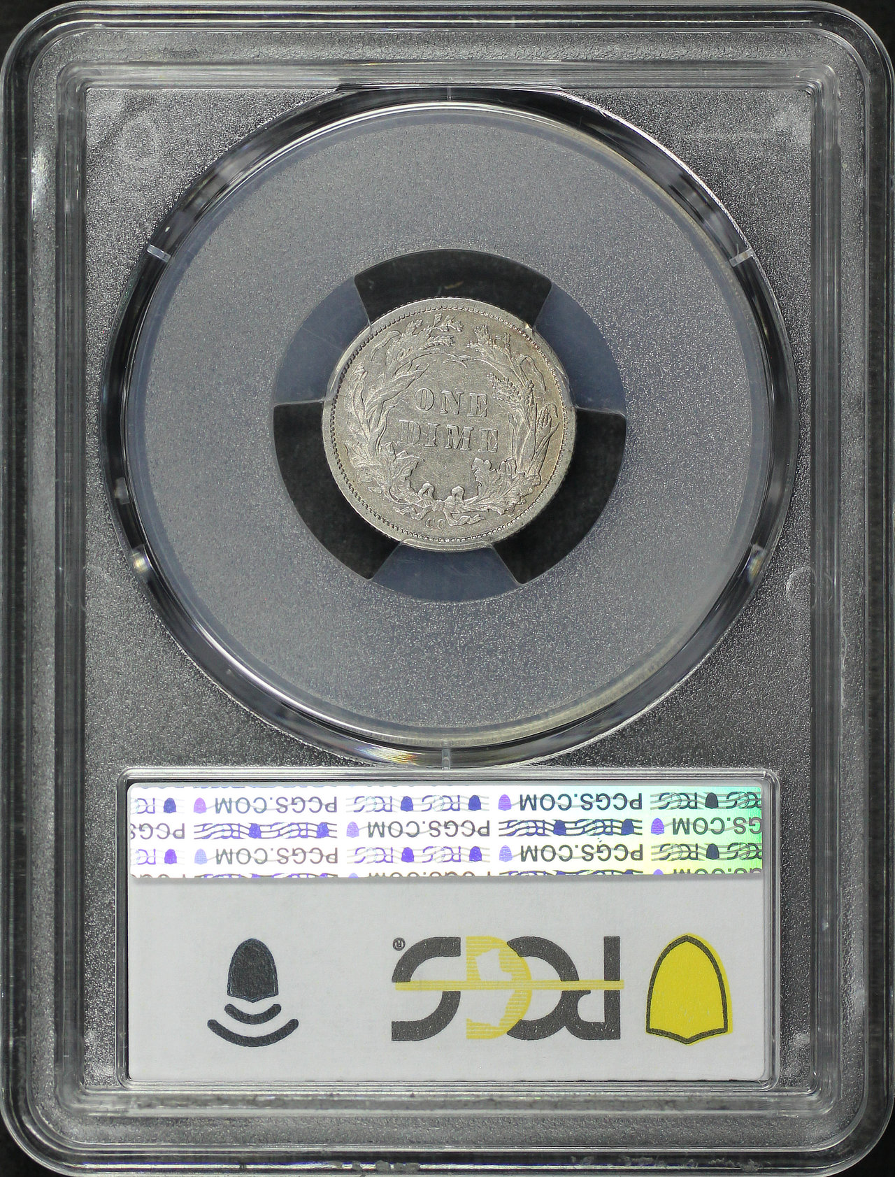 Reverse of this 1877-CC Liberty Seated Dime PCGS XF-45