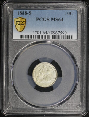Obverse of this 1888-S Liberty Seated Dime PCGS MS-64