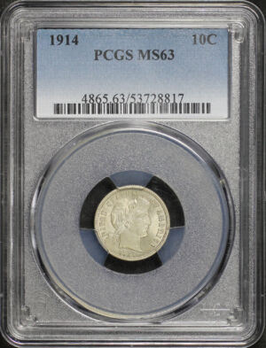 Obverse of this 1914 Barber Dime PCGS MS-63