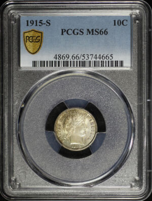 Obverse of this 1915-S Barber Dime PCGS MS-66