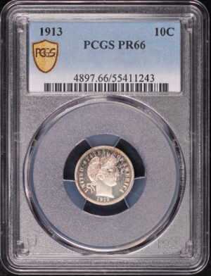 Obverse of this 1913 Barber Dime PCGS PR-66