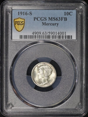 Obverse of this 1916-S Mercury Dime PCGS MS-63 FB