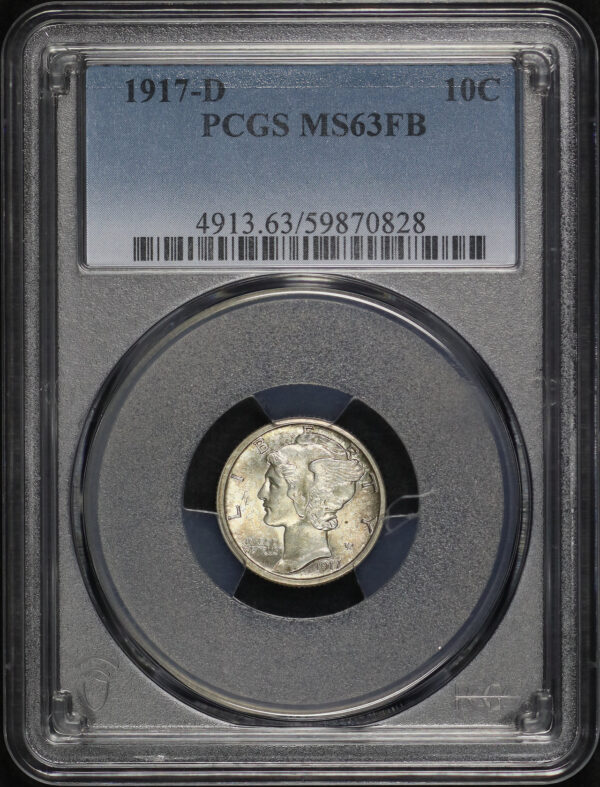 Obverse of this 1917-D Mercury Dime PCGS MS-63 FB