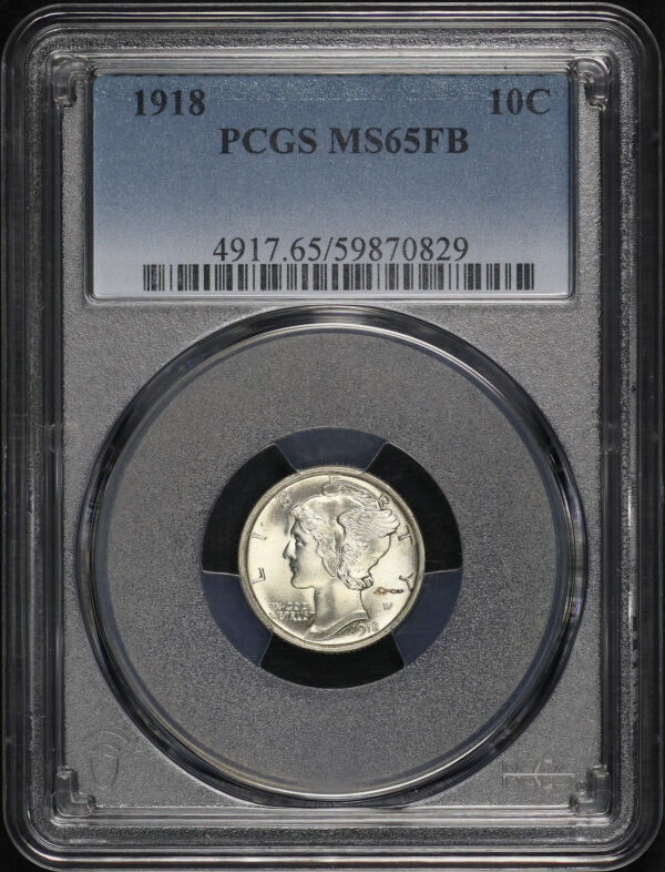 Obverse of this 1918 Mercury Dime PCGS MS-65 FB