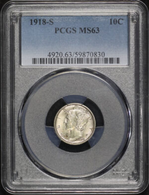 Obverse of this 1918-S Mercury Dime PCGS MS-63