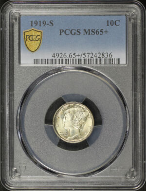 Obverse of this 1919-S Mercury Dime PCGS MS-65+