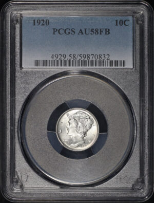 Obverse of this 1920 Mercury Dime PCGS AU-58 FB