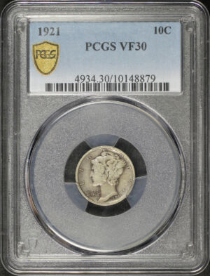 Obverse of this 1921 Mercury Dime PCGS VF-30