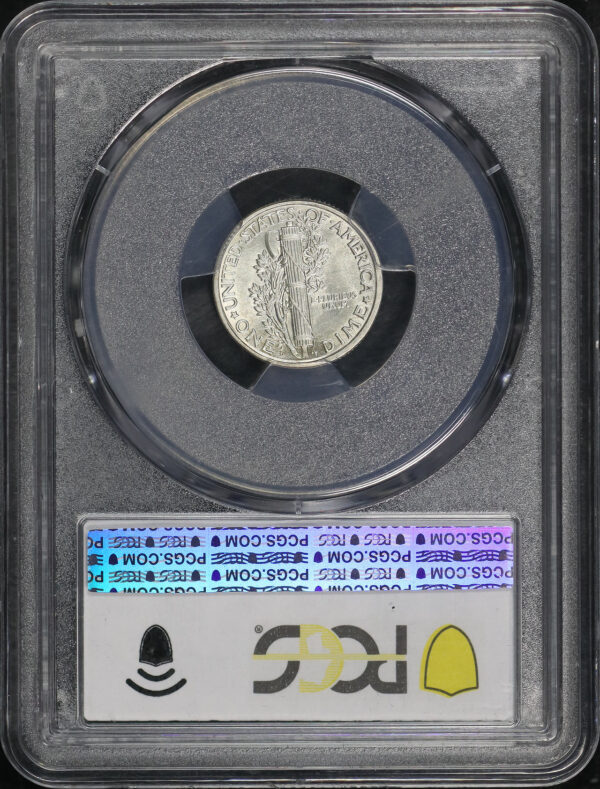 Reverse of this 1921-D Mercury Dime PCGS AU-55