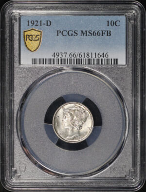 Obverse of this 1921-D Mercury Dime PCGS MS-66 FB