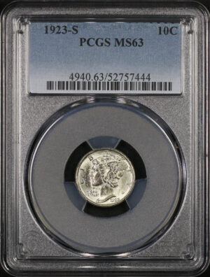 Obverse of this 1923-S Mercury Dime PCGS MS-63