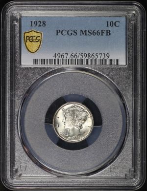Obverse of this 1928 Mercury Dime PCGS MS-66 FB