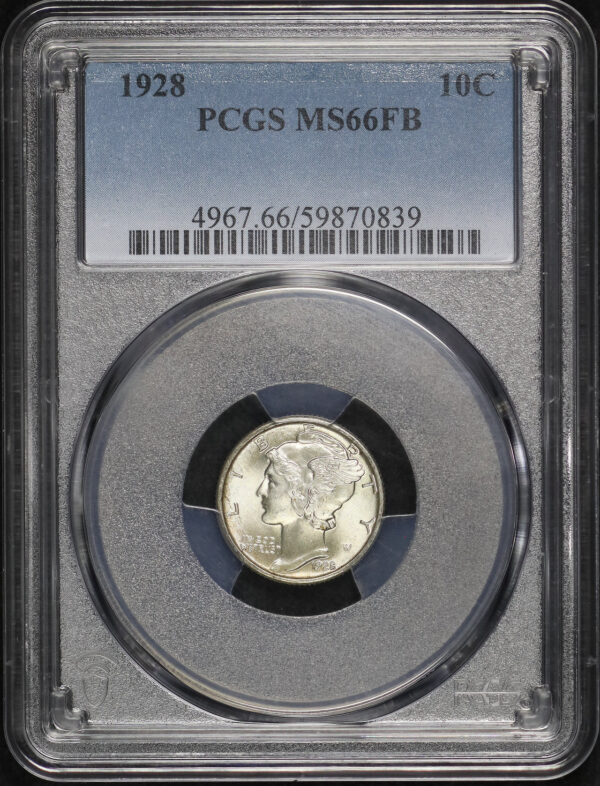Obverse of this 1928 Mercury Dime PCGS MS-66 FB