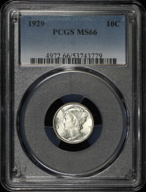 Obverse of this 1929 Mercury Dime PCGS MS-66