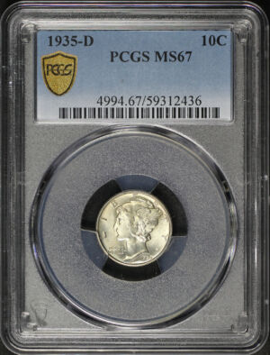 Obverse of this 1935-D Mercury Dime PCGS MS-67