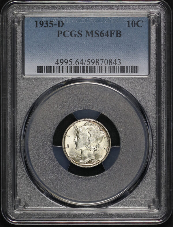 Obverse of this 1935-D Mercury Dime PCGS MS-64 FB