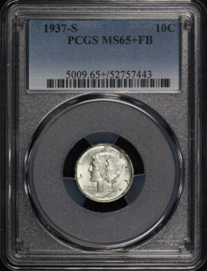 Obverse of this 1937-S Mercury Dime PCGS MS-65+ FB