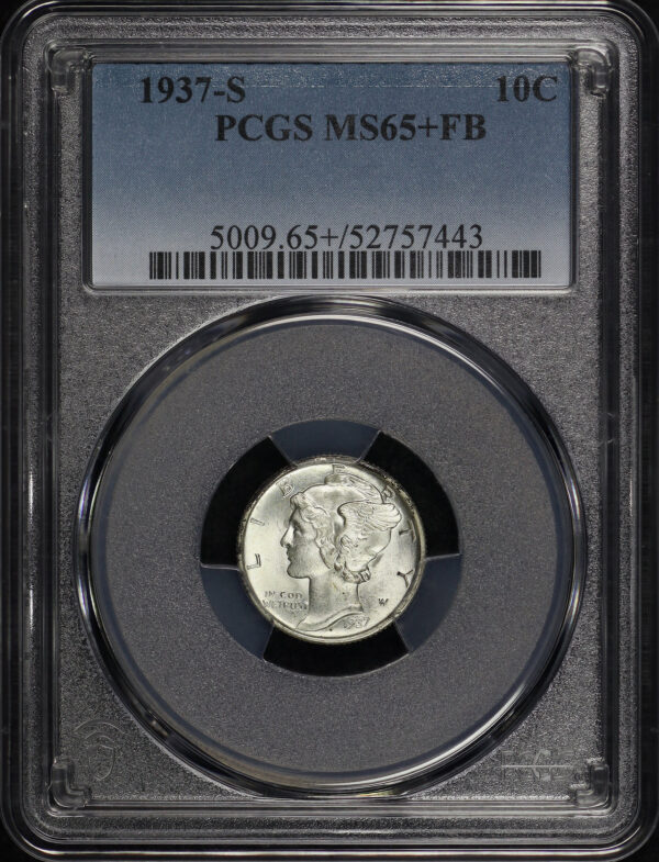 Obverse of this 1937-S Mercury Dime PCGS MS-65+ FB