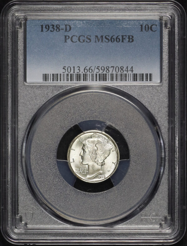 Obverse of this 1938-D Mercury Dime PCGS MS-66 FB