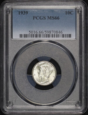 Obverse of this 1939 Mercury Dime PCGS MS-66