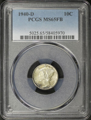 Obverse of this 1940-D Mercury Dime PCGS MS-65