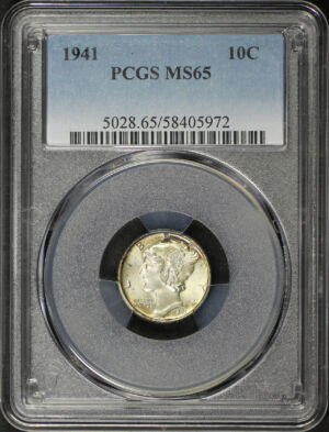 Obverse of this 1941 Mercury Dime PCGS MS-65