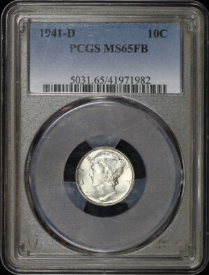 Obverse of this 1941-D Mercury Dime PCGS MS-65