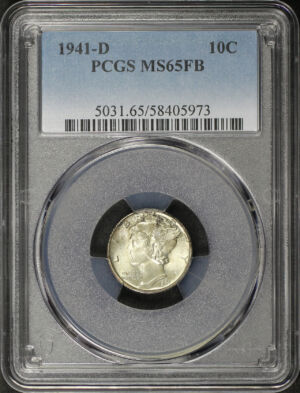 Obverse of this 1941-D Mercury Dime PCGS MS-65 FB