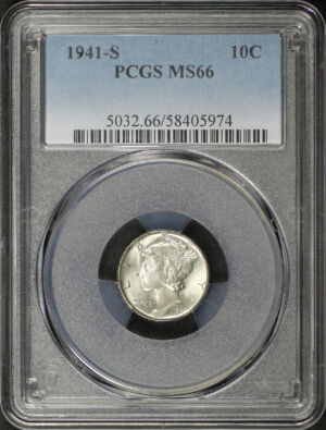 Obverse of this 1941-S Mercury Dime PCGS MS-66