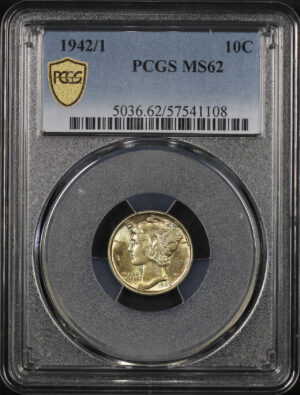 Obverse of this 1942/1 Mercury Dime PCGS MS-62