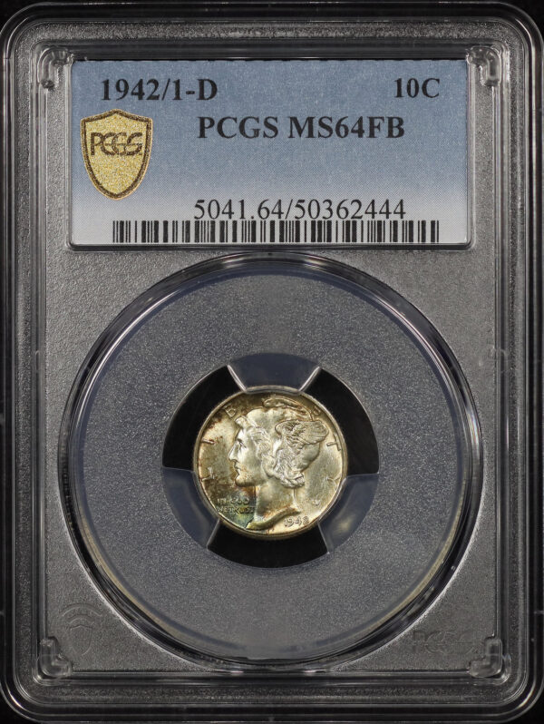 Obverse of this 1942/1-D Mercury Dime PCGS MS-64 FB
