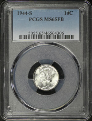 Obverse of this 1944-S Mercury Dime PCGS MS-65