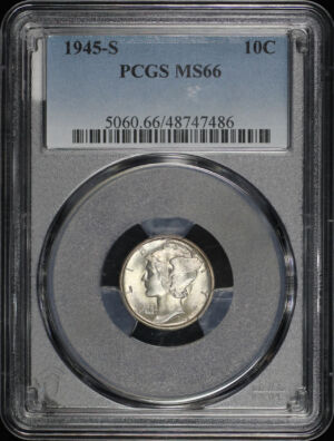 Obverse of this 1945-S Mercury Dime PCGS MS-66