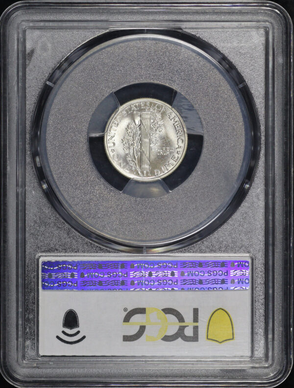 Reverse of this 1945-S Micro S Mercury Dime PCGS MS-67 FB