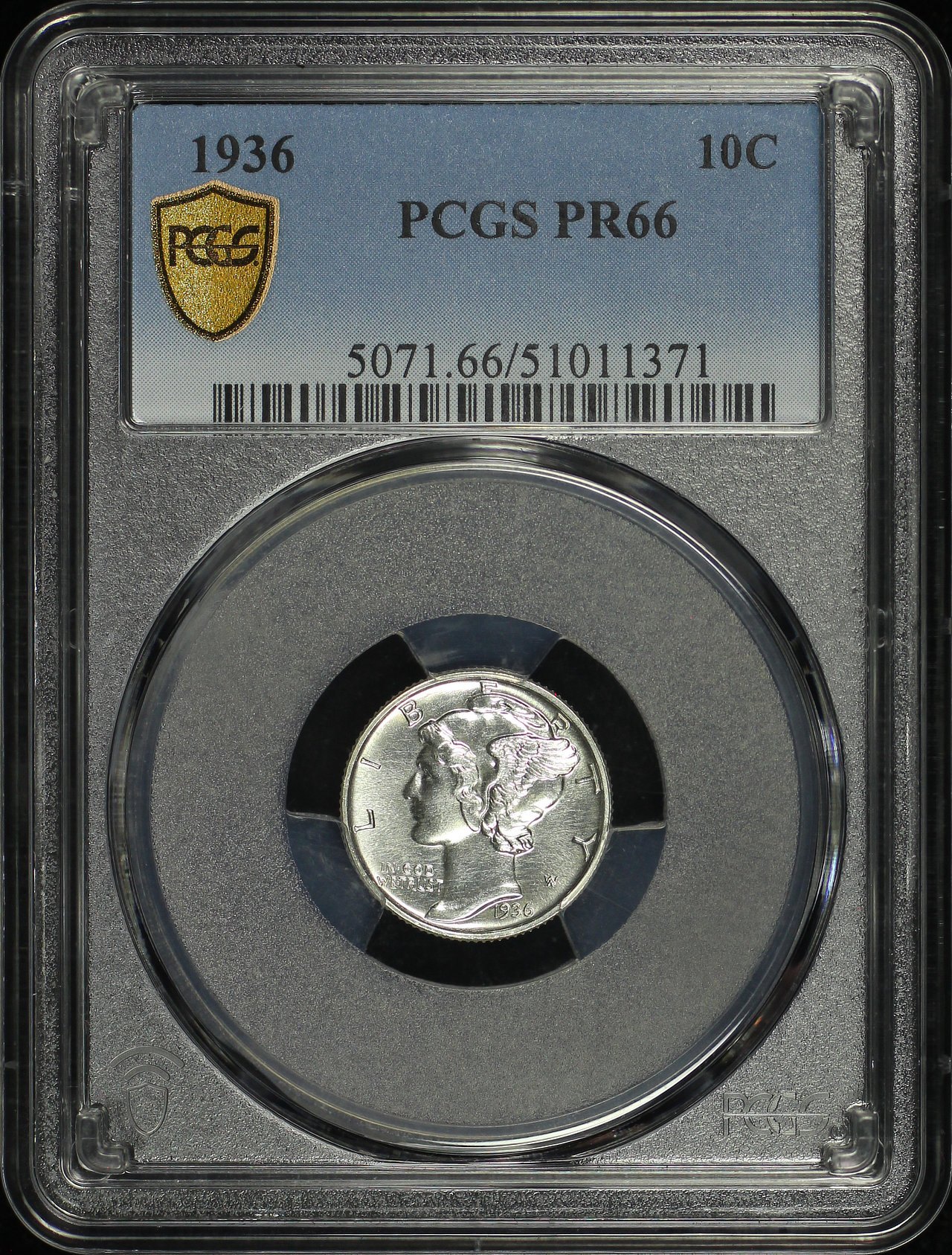 Obverse of this 1936 Mercury Dime PCGS PR-66