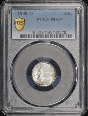 Obverse of this 1949-D Roosevelt Dime PCGS MS-67